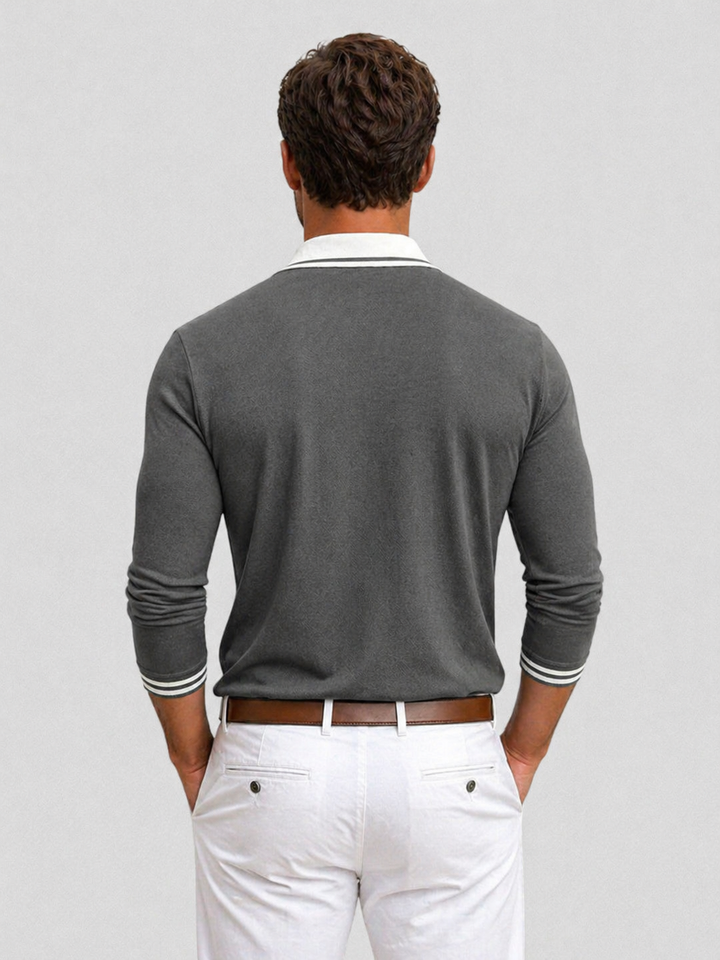 Men’s Long Sleeve Polo with Contrast Collar