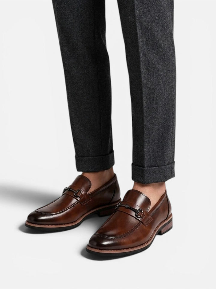 Men’s Polished Loafers with Metal Bit