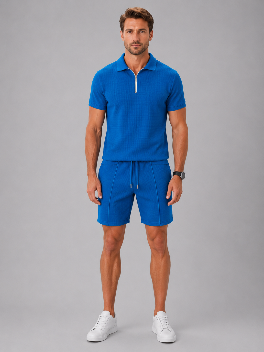 Men’s Polo and Shorts Set with Zip