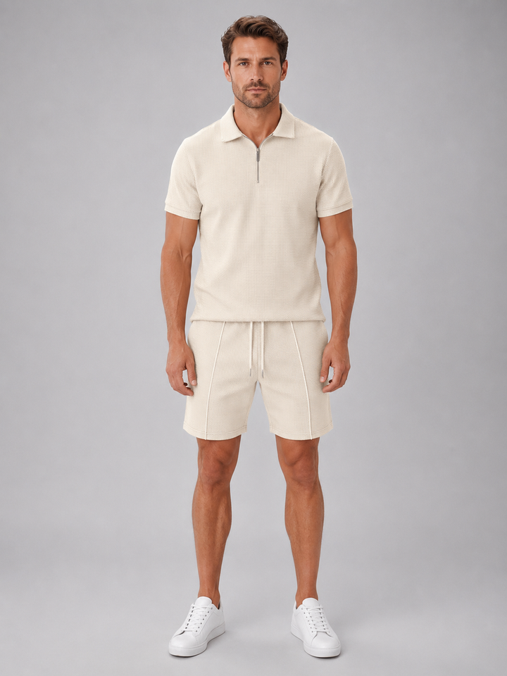 Men’s Polo and Shorts Set with Zip