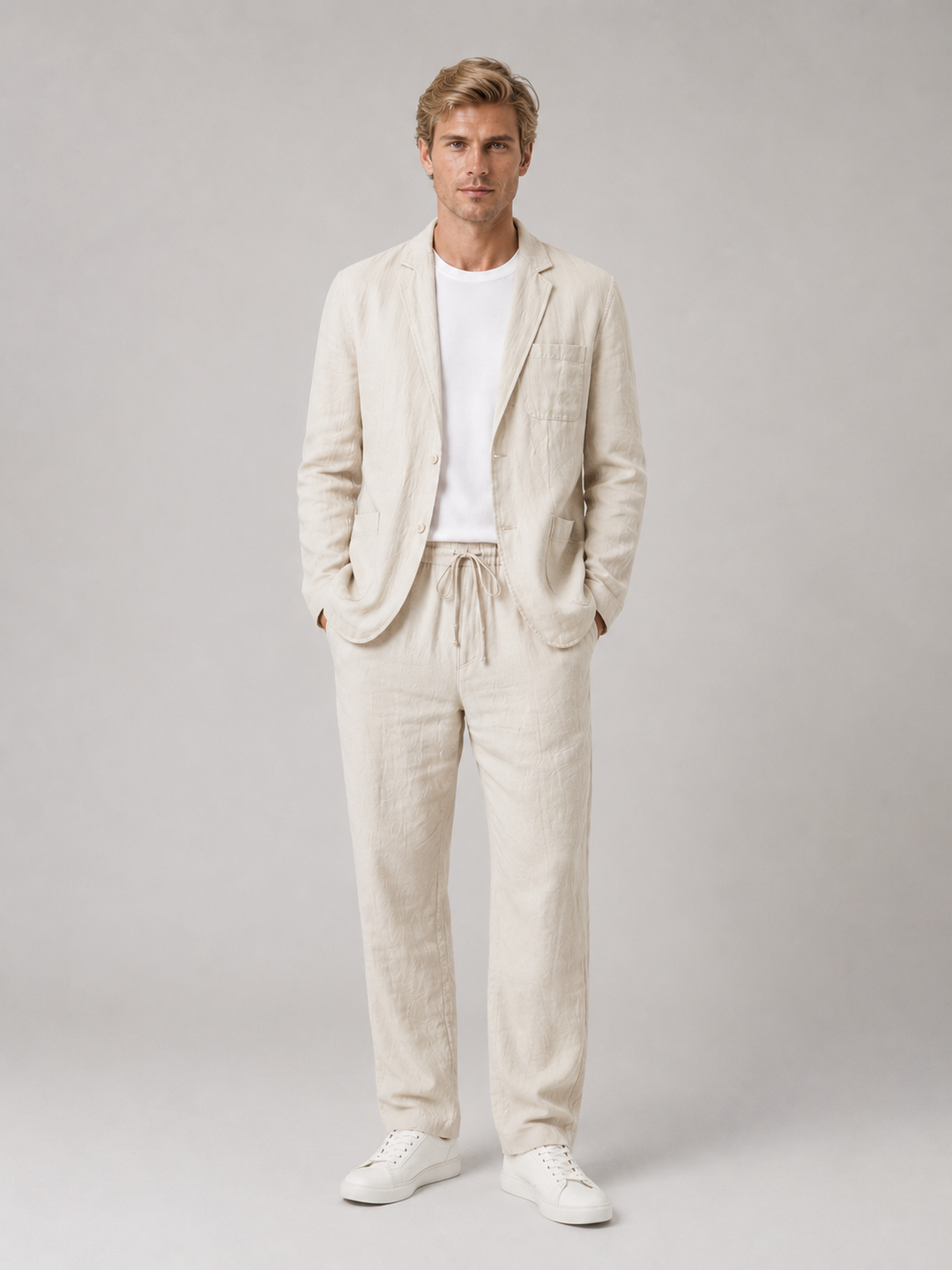 Men’s Relaxed Suit with Drawstring Trousers