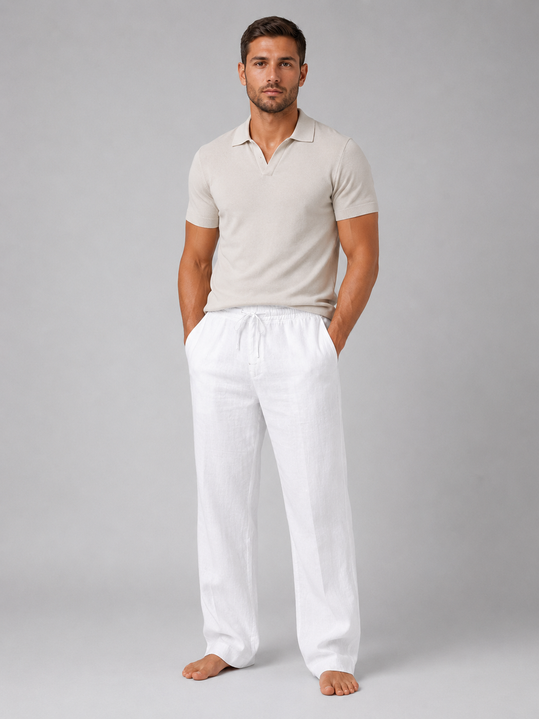 Men’s Relaxed Summer Fit Trousers with Drawstring
