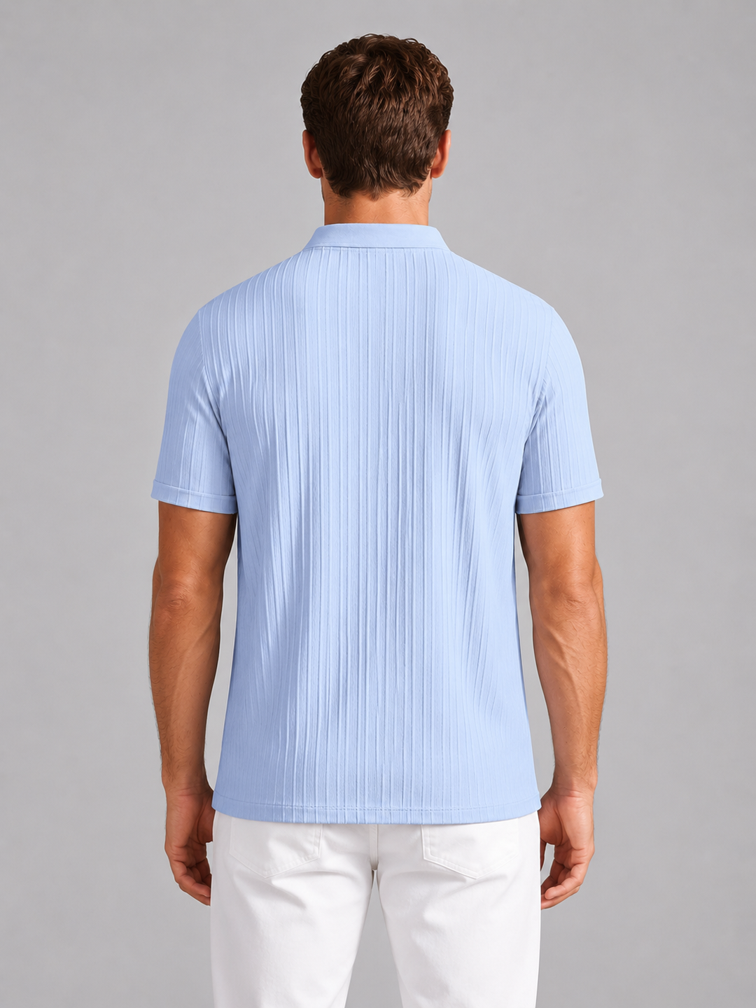 Men’s Ribbed Henley Shirt with Breathable Fabric