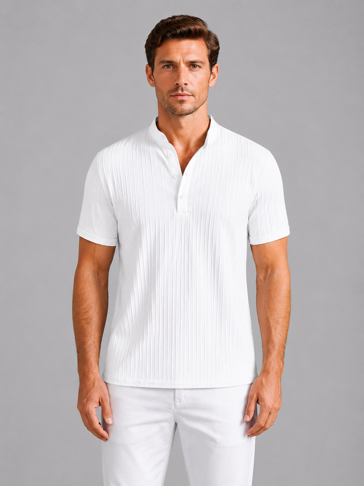 Men’s Ribbed Henley Shirt with Breathable Fabric