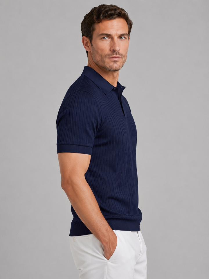Men’s Ribbed Polo Shirt with Tailored Finish