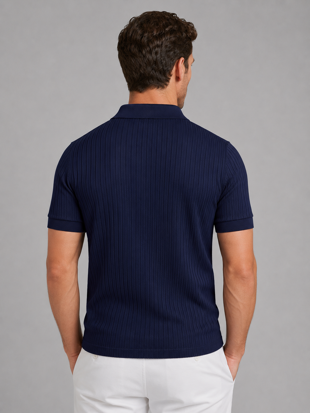 Men’s Ribbed Polo Shirt with Tailored Finish