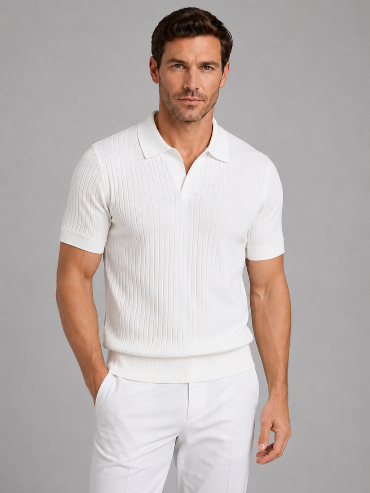 Men’s Ribbed Polo Shirt with Tailored Finish