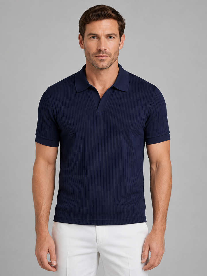 Men’s Ribbed Polo Shirt with Tailored Finish