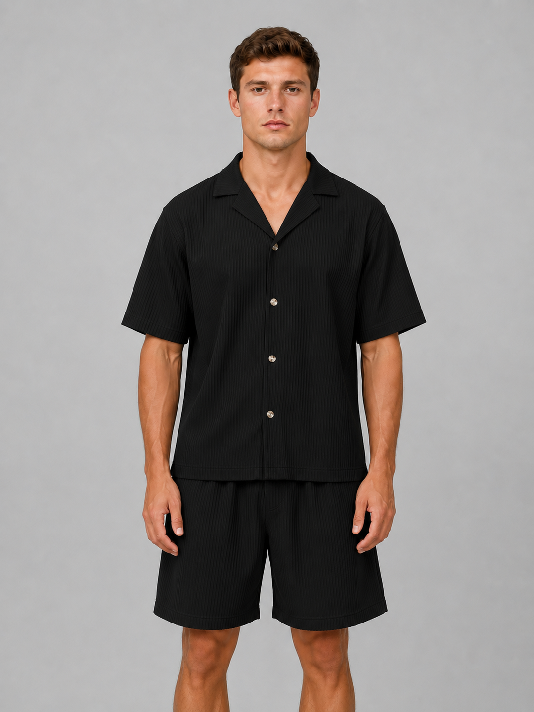 Men’s Ribbed Summer Co-Ord Set with Drawstring
