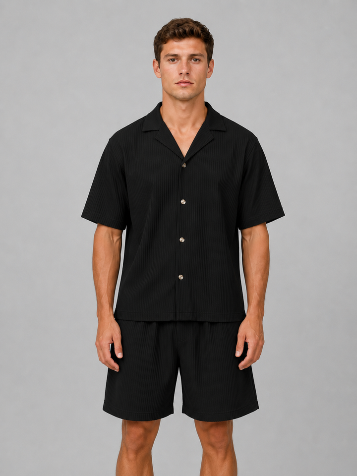 Men’s Ribbed Summer Co-Ord Set with Drawstring