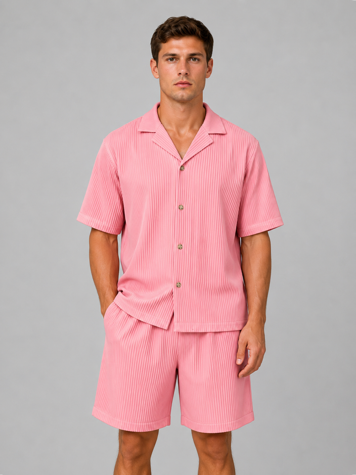 Men’s Ribbed Summer Co-Ord Set with Drawstring