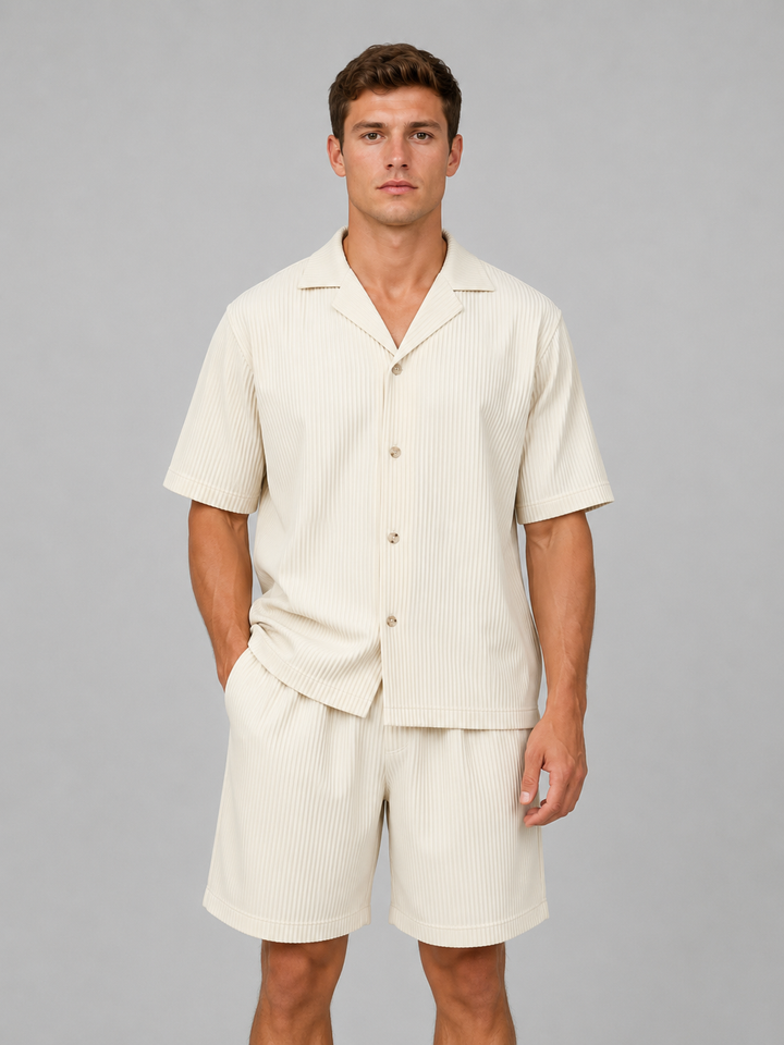Men’s Ribbed Summer Co-Ord Set with Drawstring