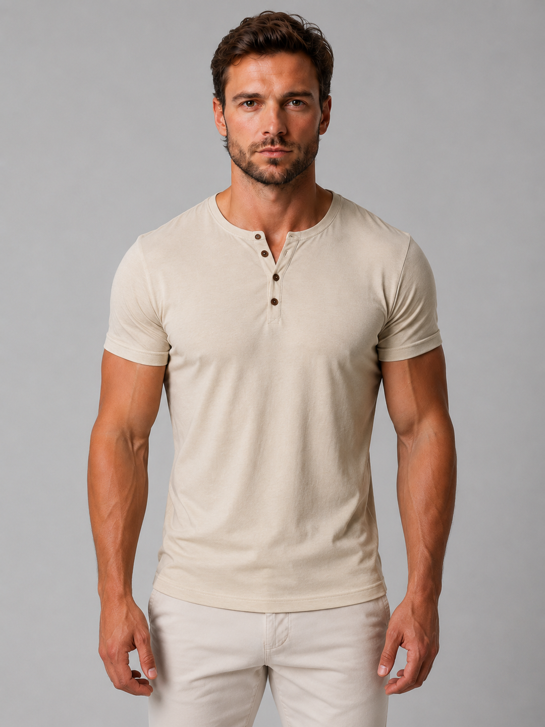 Men’s Slim Fit Henley T-Shirt with Placket