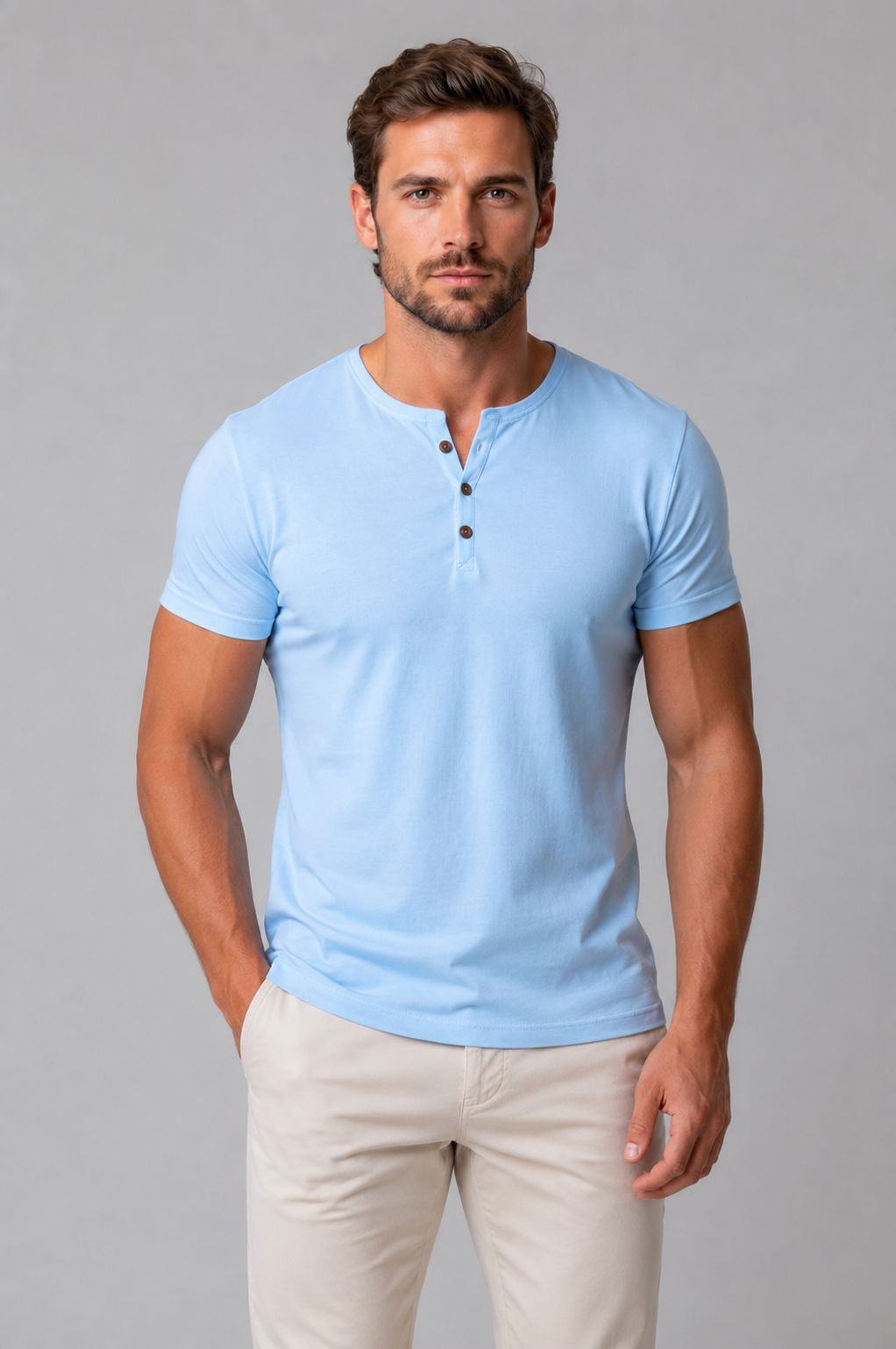 Men’s Slim Fit Henley T-Shirt with Placket