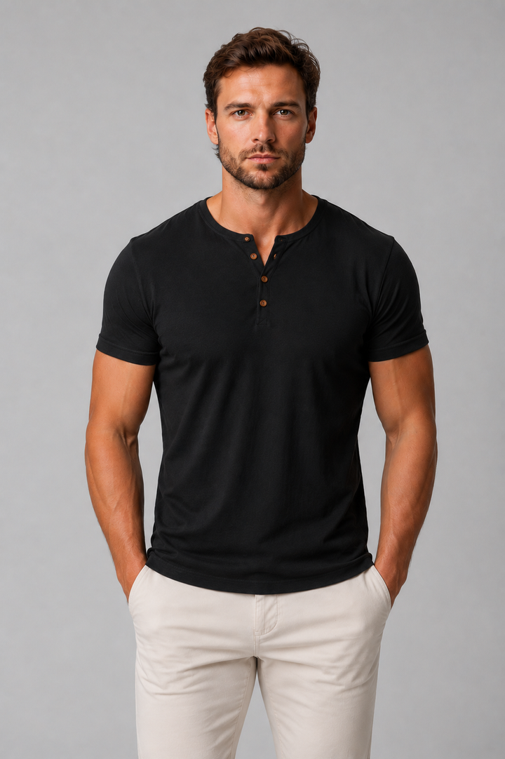 Men’s Slim Fit Henley T-Shirt with Placket