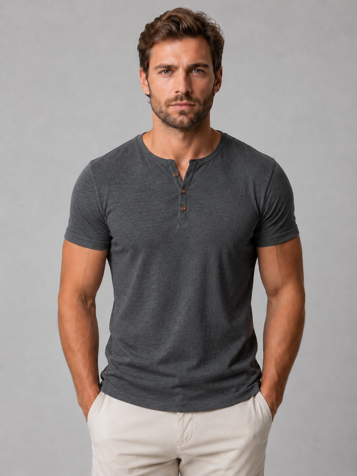 Men’s Slim Fit Henley T-Shirt with Placket