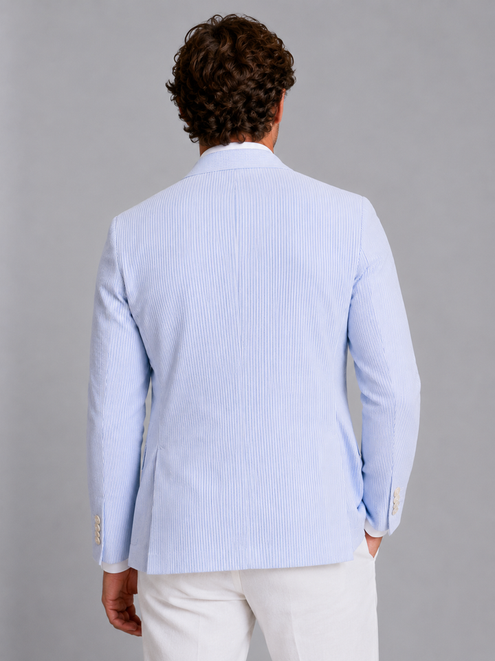 Men's Striped Summer Blazer with Lightweight Tailored Fit
