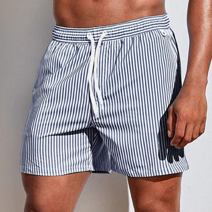 Men’s Striped Swim Shorts with Quick-Dry Fit