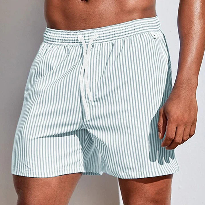 Men’s Striped Swim Shorts with Quick-Dry Fit