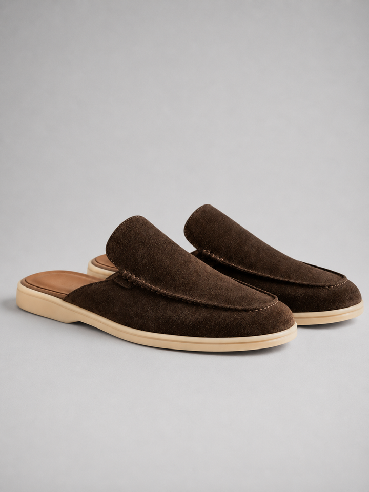 Men’s Suede Mule Slip-On Loafers with Backless