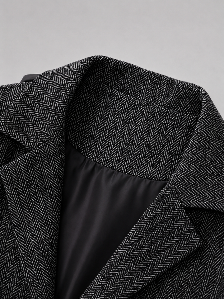 Men’s Tailored Herringbone Waistcoat with Chain Accent