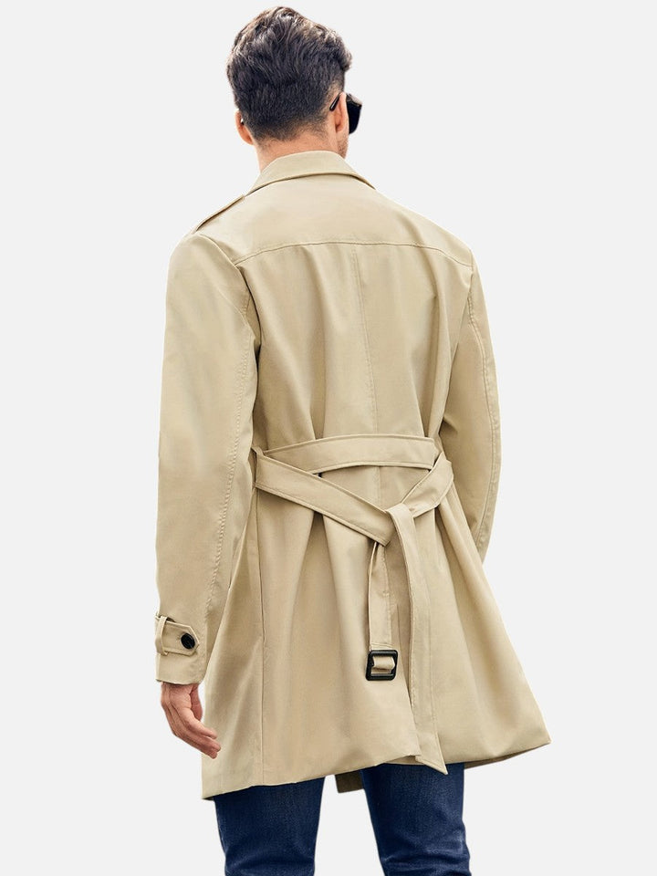 Men’s Tailored Trench Coat with Double-Breasted Front