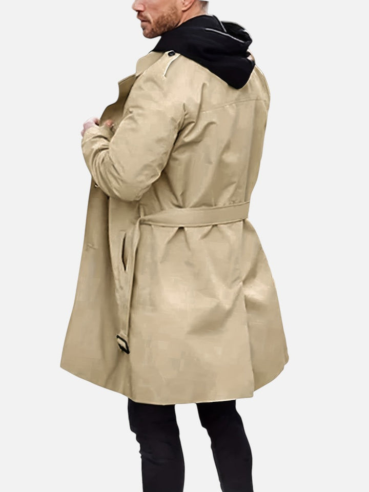 Men’s Tailored Trench Coat with Double-Breasted Front