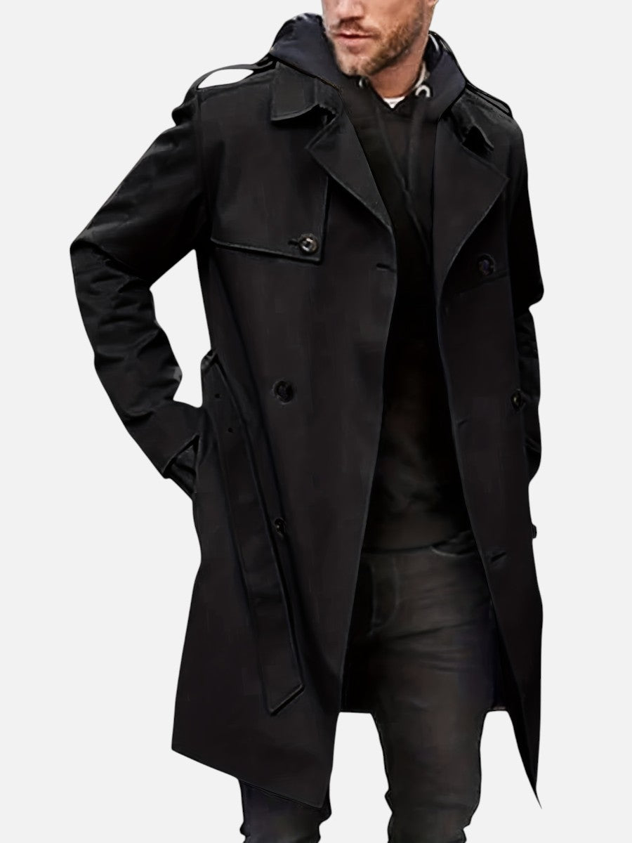 Men’s Tailored Trench Coat with Double-Breasted Front