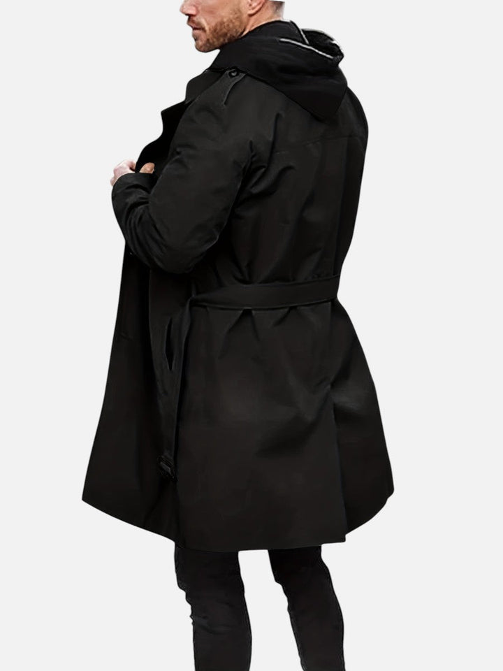 Men’s Tailored Trench Coat with Double-Breasted Front