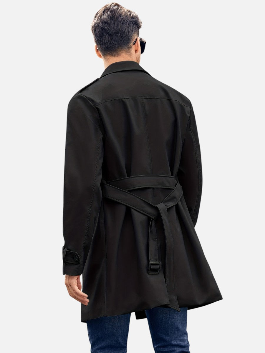 Men’s Tailored Trench Coat with Double-Breasted Front
