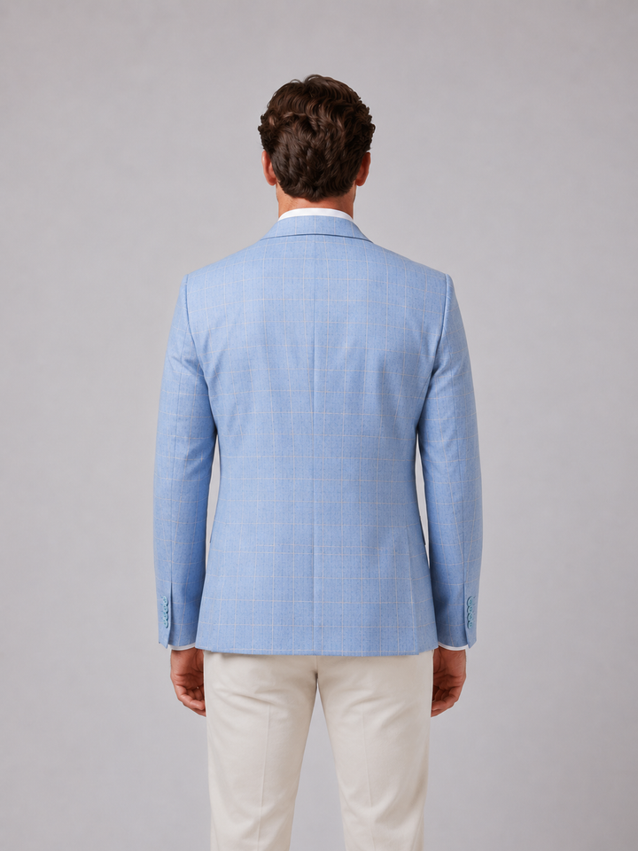 Men’s Tailored Windowpane Blazer with Notch Lapels