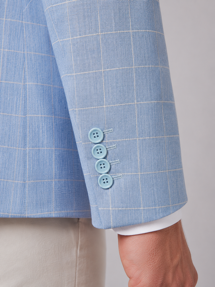 Men’s Tailored Windowpane Blazer with Notch Lapels