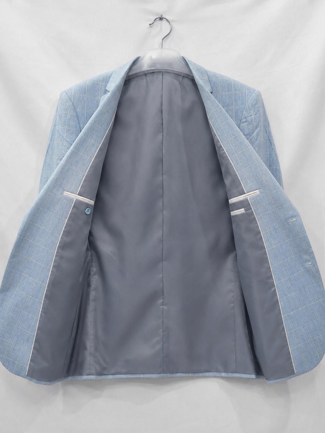 Men’s Tailored Windowpane Blazer with Notch Lapels