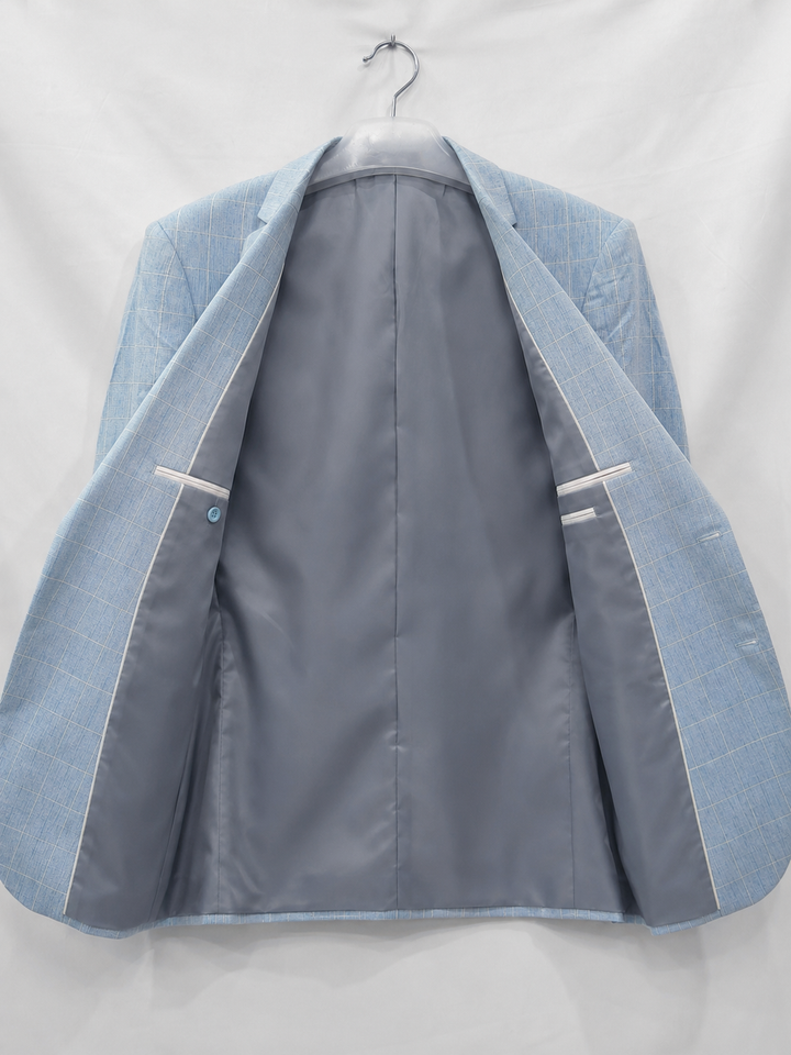 Men’s Tailored Windowpane Blazer with Notch Lapels