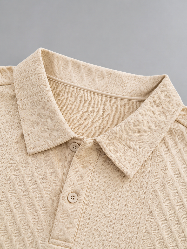 Men’s Textured Polo Set with Relaxed Fit