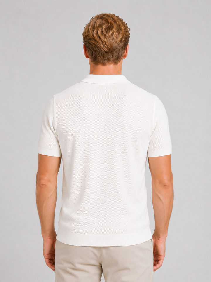 Men’s Textured Polo Shirt with Lightweight Knit