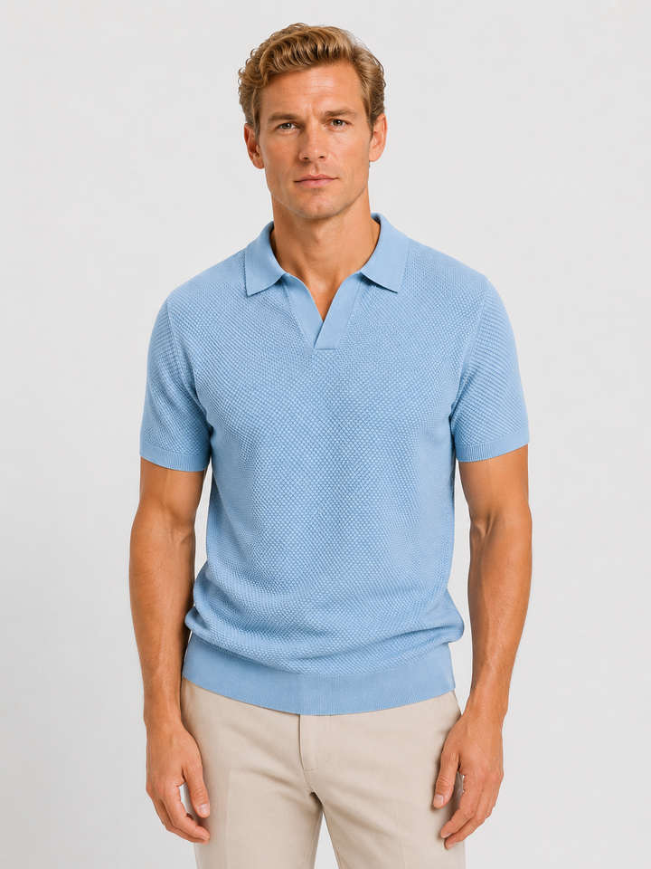 Men’s Textured Polo Shirt with Lightweight Knit