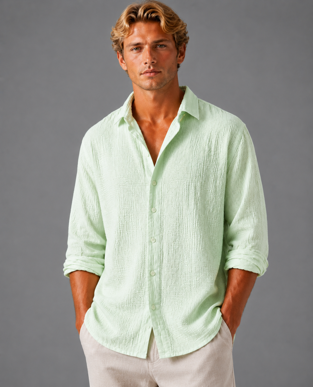 Men’s Textured Shirt with Relaxed Fit