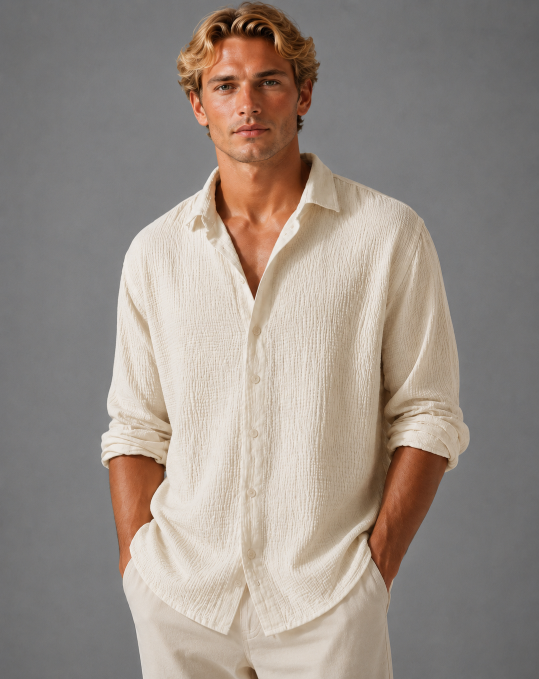 Men’s Textured Shirt with Relaxed Fit