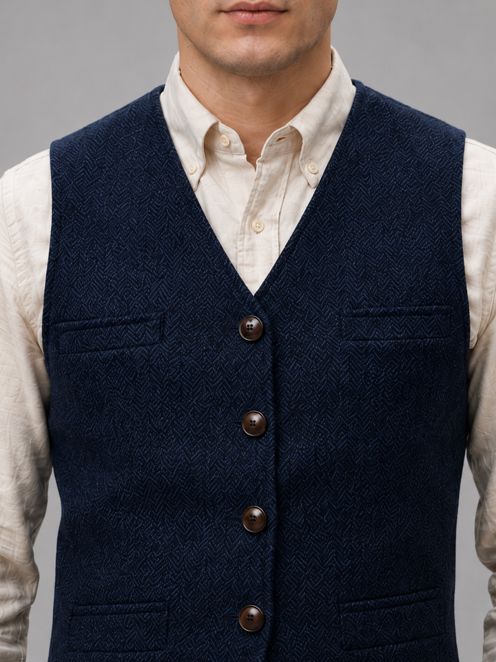 Men's Textured Waistcoat with Tailored Fit