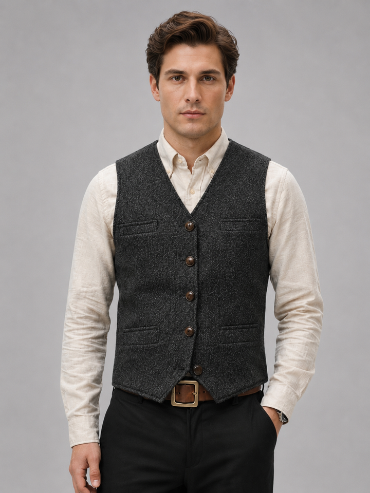 Men's Textured Waistcoat with Tailored Fit