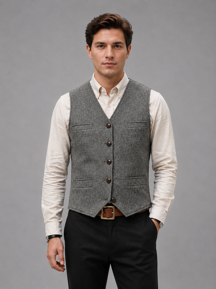 Men's Textured Waistcoat with Tailored Fit