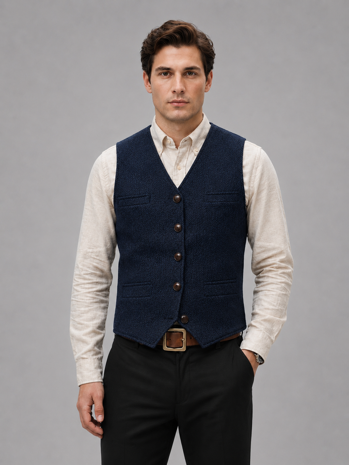 Men's Textured Waistcoat with Tailored Fit
