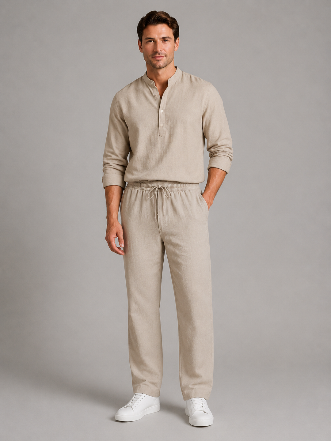 Men’s Two-Piece Set with Drawstring Trousers