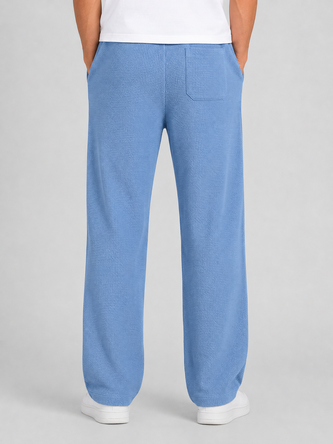 Men’s Waffle Knit Trousers with Drawstring Waistband