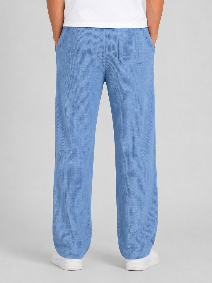 Men’s Waffle Knit Trousers with Drawstring Waistband