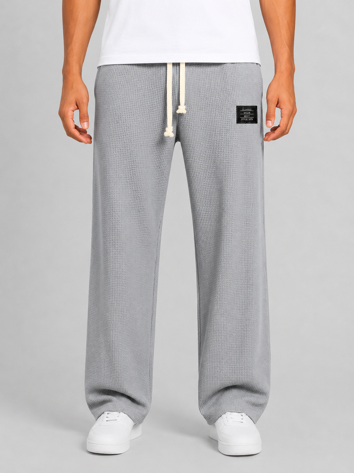 Men’s Waffle Knit Trousers with Drawstring Waistband