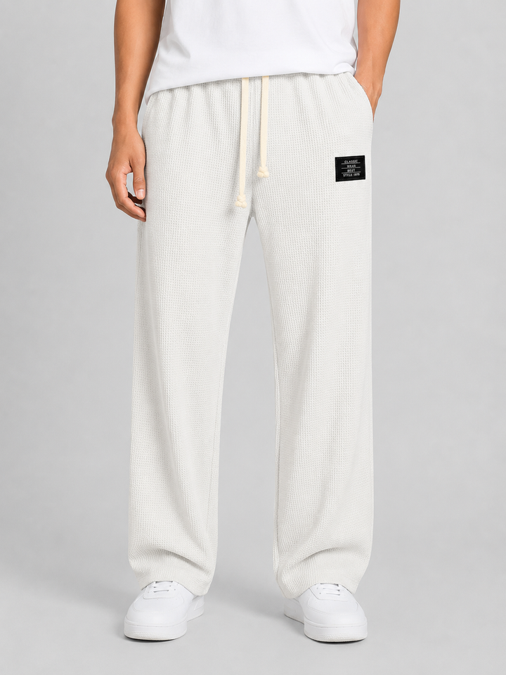 Men’s Waffle Knit Trousers with Drawstring Waistband