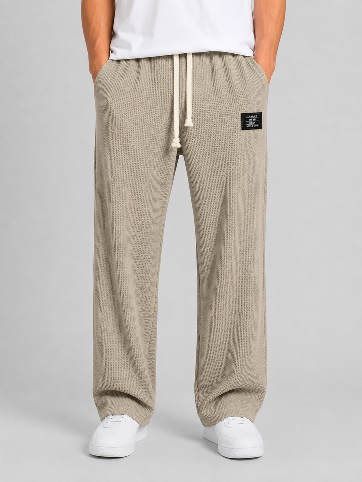 Men’s Waffle Knit Trousers with Drawstring Waistband