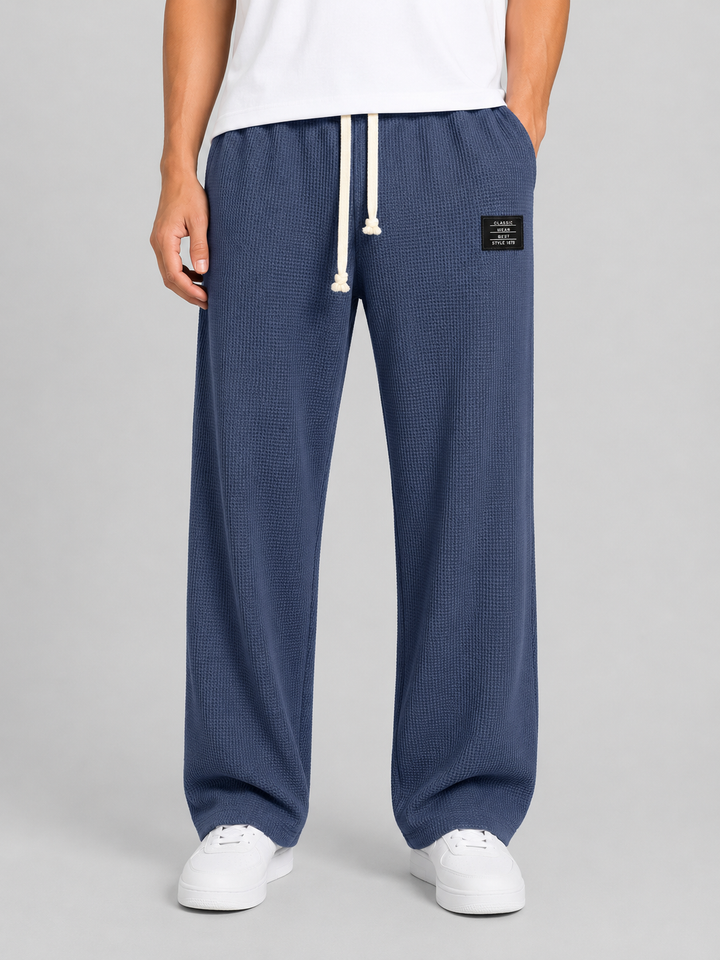 Men’s Waffle Knit Trousers with Drawstring Waistband